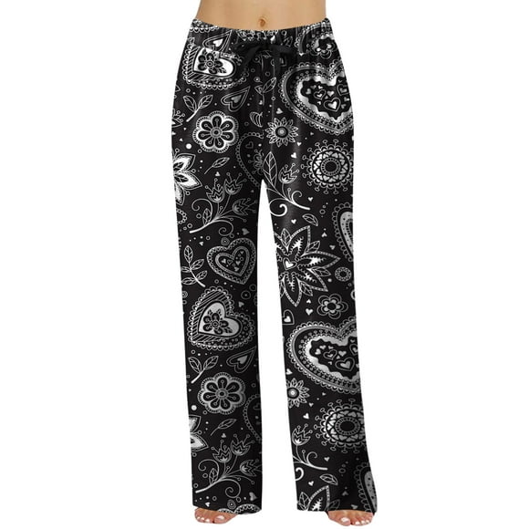 LUOGENLI Female Casual Pants Women's Spring Fashion Casual Plaid Lace Cotton Can Be Worn Outside Pajamas Home Pants Womens Casual Pants Elastic Waist 2xl Womens Casual Pants Slim Fit Black XL