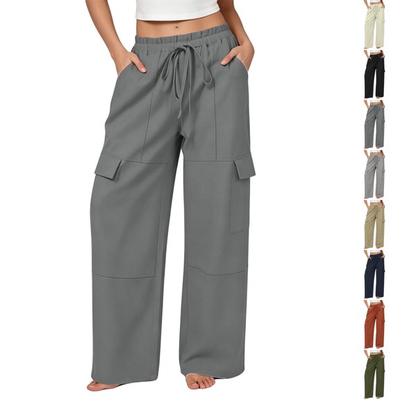 Nugftut Womens Cargo Pants with Pockets Casual Hiking Pants Lightweight Outdoor Travel Pant S-2XL