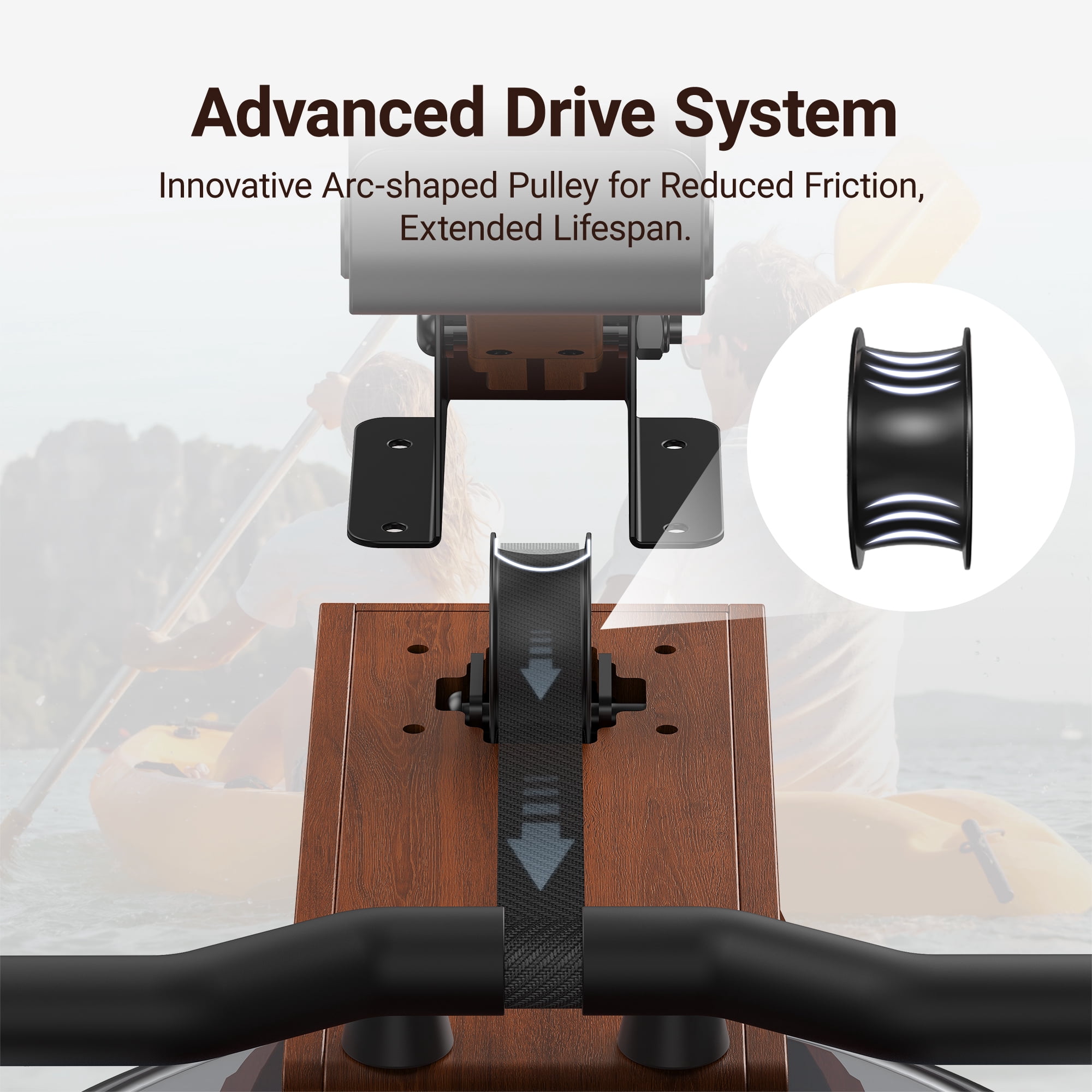 MERACH Water Rowing Machine for Home Use Solid Wood Rower with Pro Monitor,Newly Upgraded Seat Cushion,Easy Assembly, Bluetooth,APP,Max 330lb