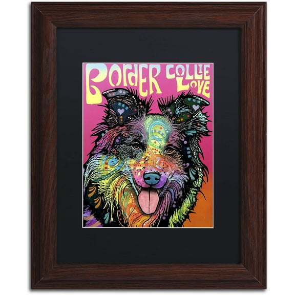Trademark Fine Art 'Border Collie Luv' Canvas Art by Dean Russo, Black Matte, Wood Frame
