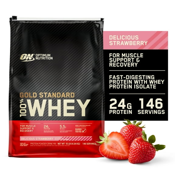 Optimum Nutrition 100% Whey Gold, Strawberry, 10lb