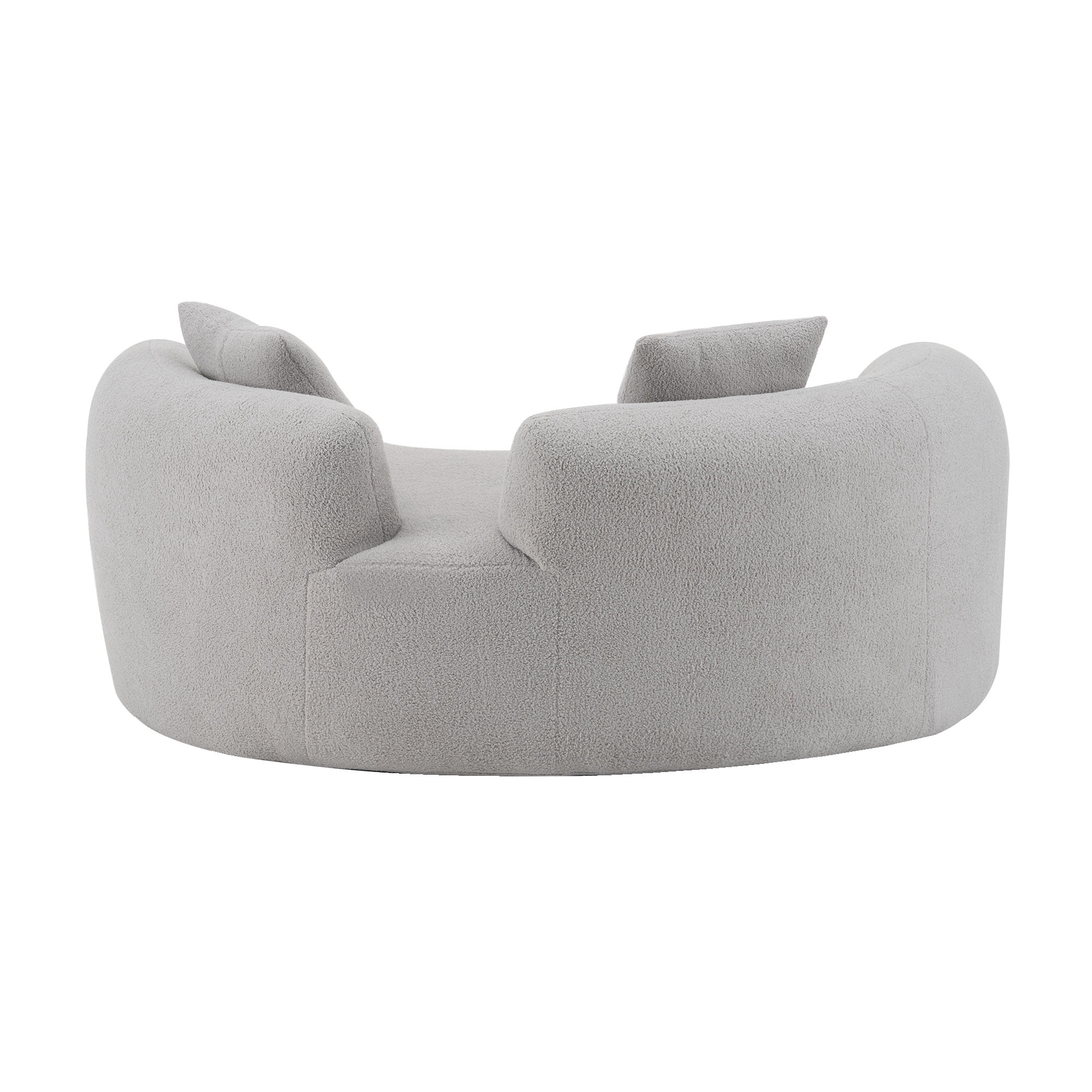 66.93 Inch Curved Loveseat, Grey Full Compression Sponge Sofa, Teddy Velvet Fabric, No-Assembly Compact Sofa for Small Spaces & Apartments, 350 lbs Capacity