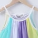 thumbnail image 5 of Vestido de princesa con costuras de rayas arcoíris de verano para niñas pequeñas, 5 of 7