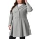 thumbnail image 3 of Abrigos de mujer de tallas grandes Agnes Orinda, abrigo de invierno de doble botonadura con solapa, abrigo tipo trench 2X gris, 3 of 3