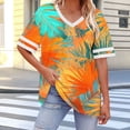 thumbnail image 2 of gakvbuo Women'S Plus Size Tunic Tops Oversized V-Neck Short Sleeve Color Blocks Summer Shirt Loose Sports T-Shirt, 2 of 6