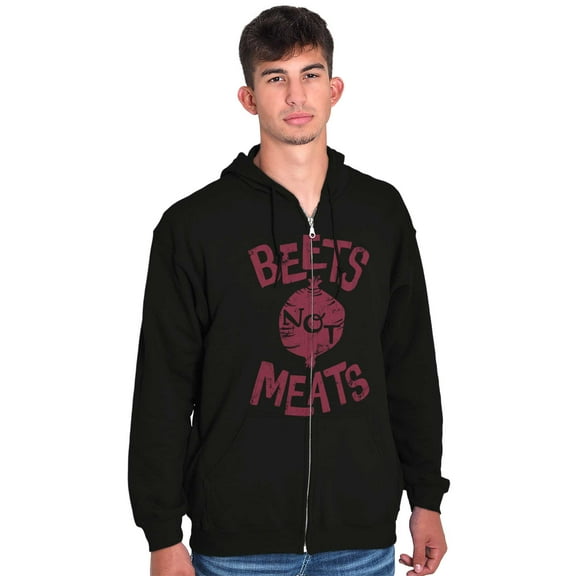 Beets Not Meats Clean Eating Veggie Unisex Fleece Graphic Zip Up Hoodie Brisco Brands 2X