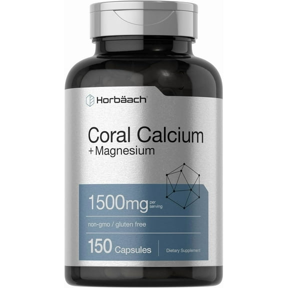 Coral Calcium 1500mg | 150 Capsules | Plus Magnesium | Non-GMO and Gluten Free | by Horbaach