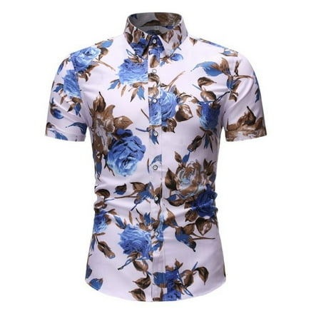 

Short-Sleeved Men s Casual Size Floral Shirt Plus Printed Men Shirts