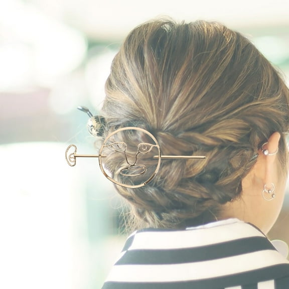 MLINS Hair Bun Holder with Stick Exaggerated Hair Clip Women Hollow Metal Hair Stick Fancy Hair Jewelry Unique Chinese Hair Accessory for Buns