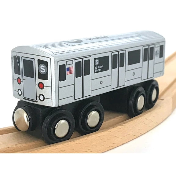 Munipals Wooden MTA New York City Subway S 42 Street Shuttle Train Car Wooden Railway Toy