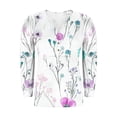 thumbnail image 5 of FNFHFY Shirts for Women V Neck Long Pleated Sleeve Shirt Dressy Floral Print Blouse Tops Cute Summer Fall T-shirt, 5 of 6