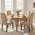 thumbnail image 4 of Alden Design 6 Pieces Fabric Upholstered Parson Dining Chairs with Solid Wood Legs, Khaki, 4 of 11