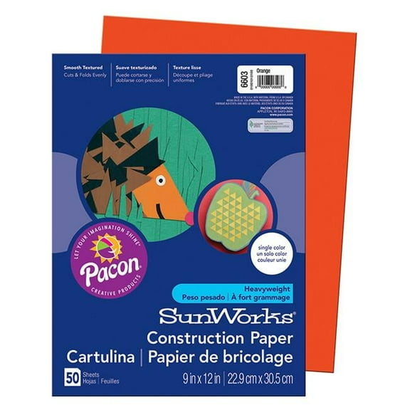 Pacon  Construction Paper, Orange - 9 x 12 in. - Pack of 10