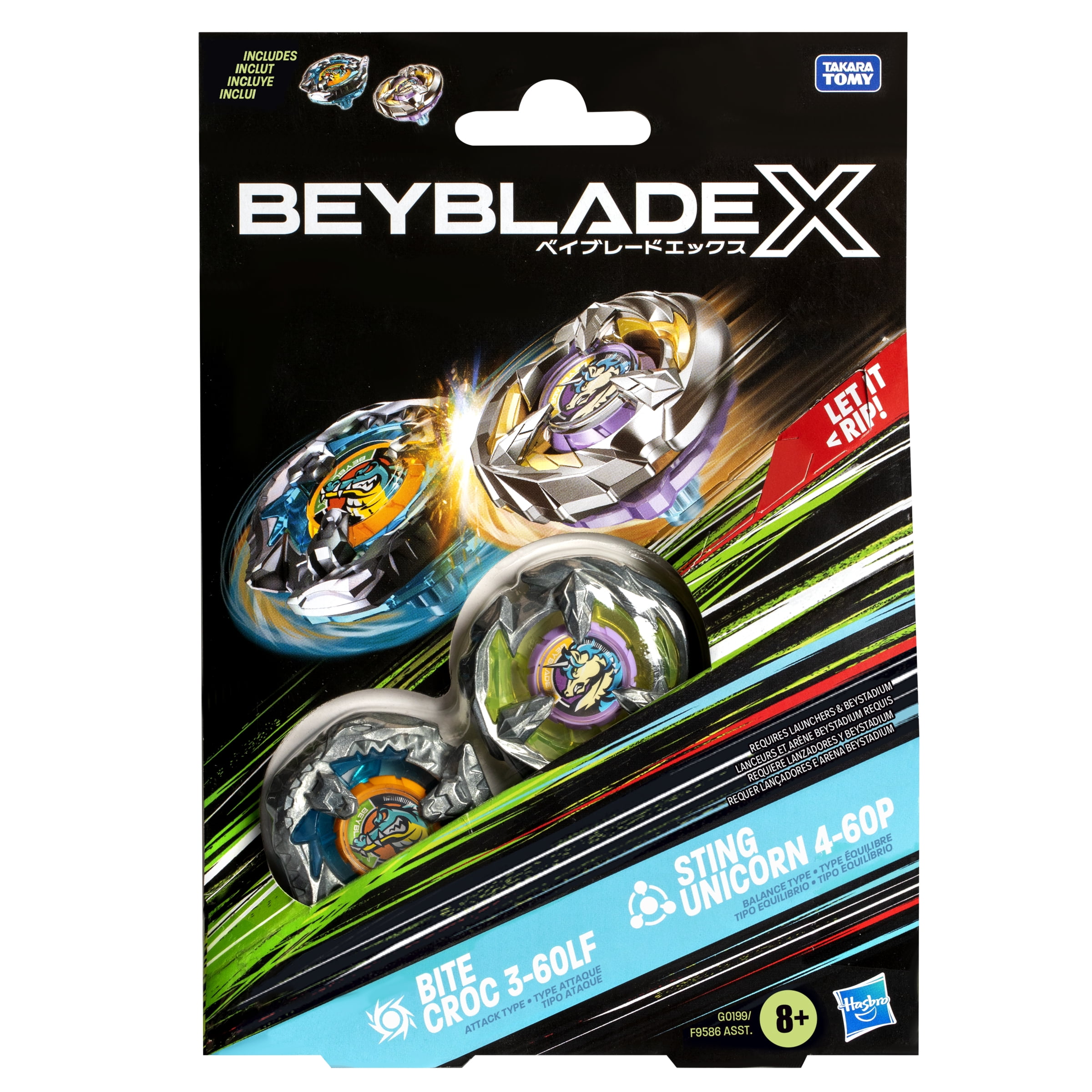 海外版ベイブレード Bitecroc & StingUnicorn Beyblade X Bite Croc 3-60LF and Sting Unicorn 4-60P Top Dual