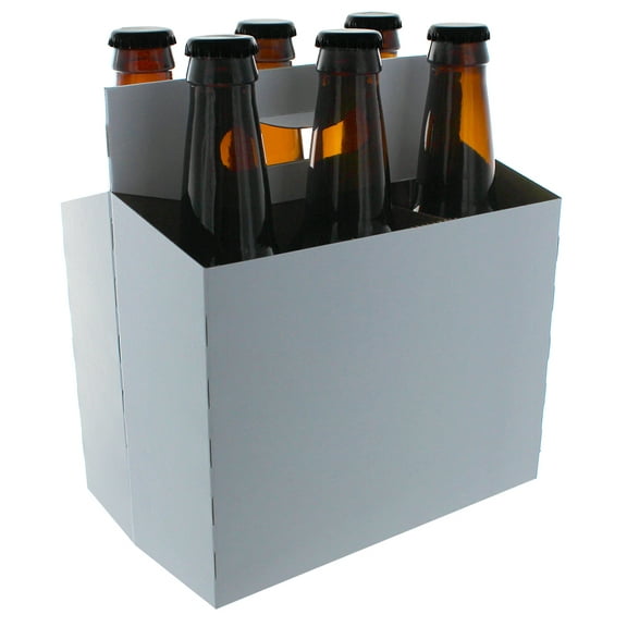 6 Pack Cardboard Beer Bottle Carrier For 12 Ounce Bottles White (24 Count)