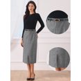 thumbnail image 2 of DARING DIVA Women's Vintage Fall Slit Office Work Skirts with Belt Large Black White, 2 of 5