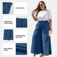 thumbnail image 3 of SHEWIN Womens Plus Size Palazzo Pants Comfy High Waisted Wide Leg Lounge Pants 1X-5X, 3 of 9
