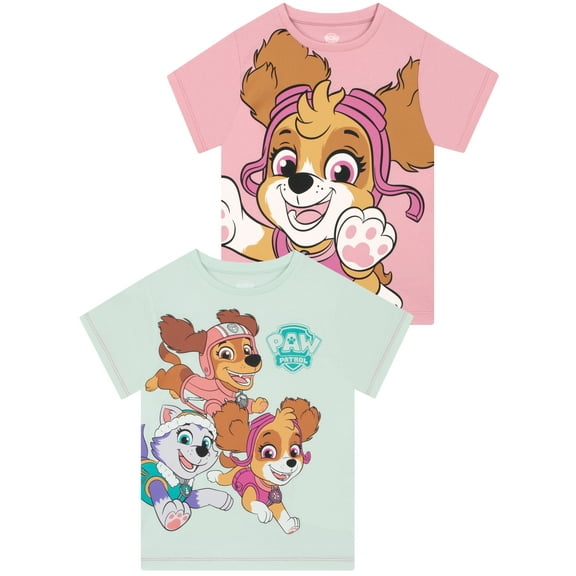 PAW Patrol Girls 2 Pack T-Shirts Blue Sizes 2T-8