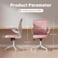 thumbnail image 2 of HomeZeer Mesh Office Chair, 300LBS Middle Back Ergomomic Office Chair with 3D Armrests, Computer Desk Chair with Adjustable Lumbar Support, Wide Seat Swivel Home Office Chair, Pink, 2 of 7