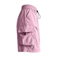 thumbnail image 5 of iHPH7 Loose Fit Cargo Shorts Women's Baggy Parachute Shorts with Pockets Elastic Waist Drawstring Summer Casual Athletic Hiking Y2k Outdoor Bottoms Pink 3XL, 5 of 5