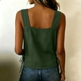 thumbnail image 4 of TEAJOPSUU Camisole Tank Tops for Women Cotton Blend Tops Square Neck Sleeveless Shirts Loose Fit Solid Side Drawstring Blouses Olive Green, 4 of 7
