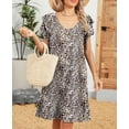 thumbnail image 3 of Summer Dresses for Women Casual V Neck Short Sleeve Boho Floral Printed Beach Wear Daily Party Midi Dress Alsol Lamesa, 3 of 6