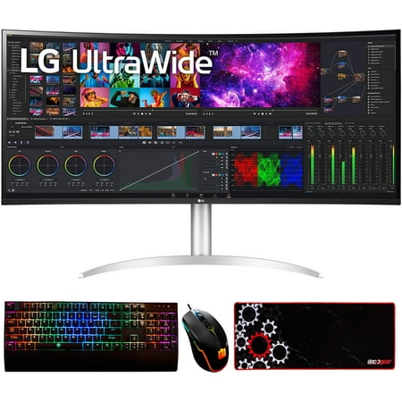 LG 40WP95C-W 40 in Curved UltraWide 5K2K Nano IPS Monitor with Thunderbolt 4 Bundle with Deco Gear Wired Gaming Mouse, Deco Gear Gaming Keyboard and Deco Gear Gaming Mouse Pad