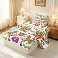 thumbnail image 2 of meiyoeat Vibrant Boho Floral Twin Sheets For Men Women,Peacock Print Bedding,White Multicolor,3-Piece1 Flat Sheet, 1 Fitted Sheet and 1 Pillowcase, 2 of 6
