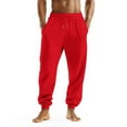 thumbnail image 2 of Mens Big and Tall Fleece Sweatpants Elastic Bottom with Pockets, Relaxed Fit for Lounge & Casual​ Red XL, 2 of 8