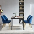 thumbnail image 6 of NORDICANA Modern Dining Chair Set of 4, Navy Blue Velvet Fabric Upholstered Accent Chairs with Golden Metal Legs, Round Back Side Chairs for Kitchen Living Room Bedroom, 6 of 8