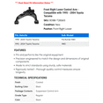 thumbnail image 2 of Front Right Lower Control Arm - Compatible with 1995 - 2004 Toyota Tacoma 1996 1997 1998 1999 2000 2001 2002 2003, 2 of 2