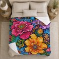 thumbnail image 5 of Vibrant decorative motif Floral, Festive autumn celebration Scene, Warm Flannel Blanket for Living Room and Family Room with Detailed Artwork, Art Lovers autumn celebration Gift, Festive Home Decor, 5 of 9