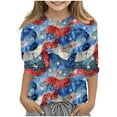 thumbnail image 2 of BRGZLK Kids Independence Day 3/4 Sleeve T-Shirts American Flag Tees Cute Round Neck Casual Pullover Top For Middle And Large Children's Boys And Girls Multicolor 9-10 Years, 2 of 5