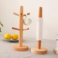 thumbnail image 3 of GOOHOCHY Solid Beech Kitchen Storage Rack Mug Rack Tree Removable Coffee Tea Cup Organizer Hanger Holder with 6 Hooks (12x12x32cm), 3 of 8