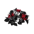 thumbnail image 2 of Clearance Halloween Candle Rings Wreaths Center Gothic Black Artificial Rose Candle Holder Ring with Berry Accents, Dark Autumn Wreath for Fireplace Mantel Entryway Wall Window Home Tabletop Ornament, 2 of 7