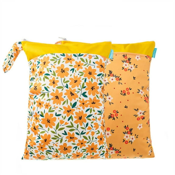 Diaper Wet Dry Bag 2PCS Diaper Bag Organizing Pouches Waterproof with Two Zippered Pockets Reusable for Stroller Toiletries Travel Beach