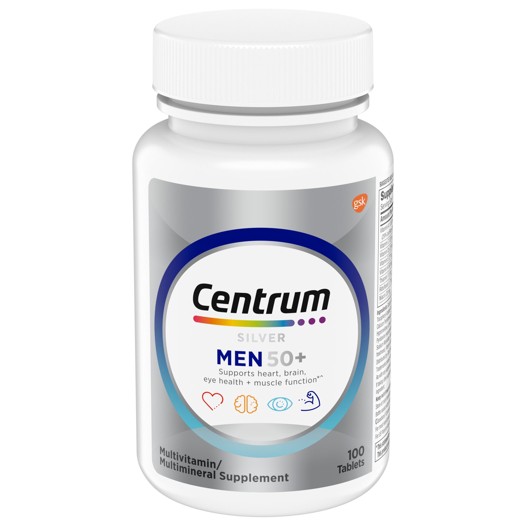 Centrum Silver Multivitamin for Men Over 50, Multimineral Supplement, Supports Memory and Cognition In Older Adults, 100 Ct