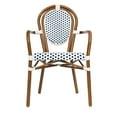 thumbnail image 5 of 2 PACK Bistro Style White and Navy Dining Arm Chair With Bamboo Aluminum Frame, 5 of 9