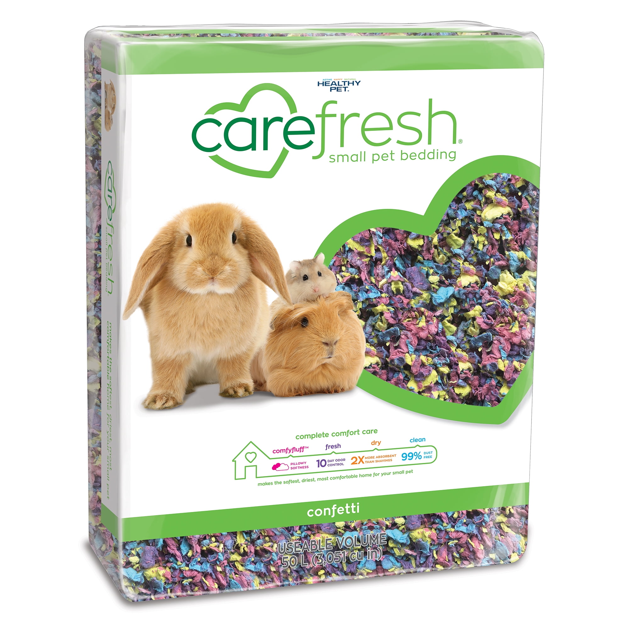carefresh confetti natural paper small pet bedding, 50L