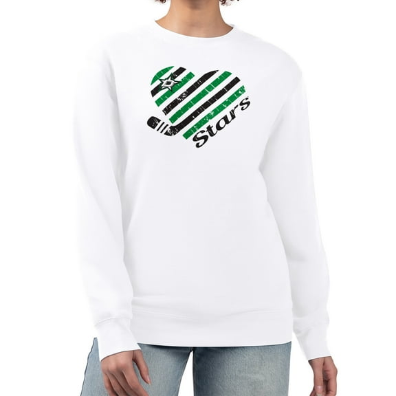 Women's G-III 4Her by Carl Banks  White Dallas Stars Heart Graphic Pullover Sweatshirt