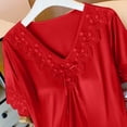 thumbnail image 6 of ZyeKqe Nightgown with Bulit in Bras for Women Lace V Neck Short Sleeve Tie Front Casual Comfy Loungewear Mini Dress, 6 of 7