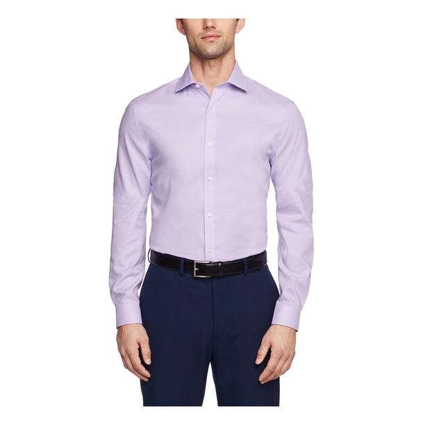Camisa de vestir Tommy Hilfiger, corte ajustado, no necesita planchado, color lila liso