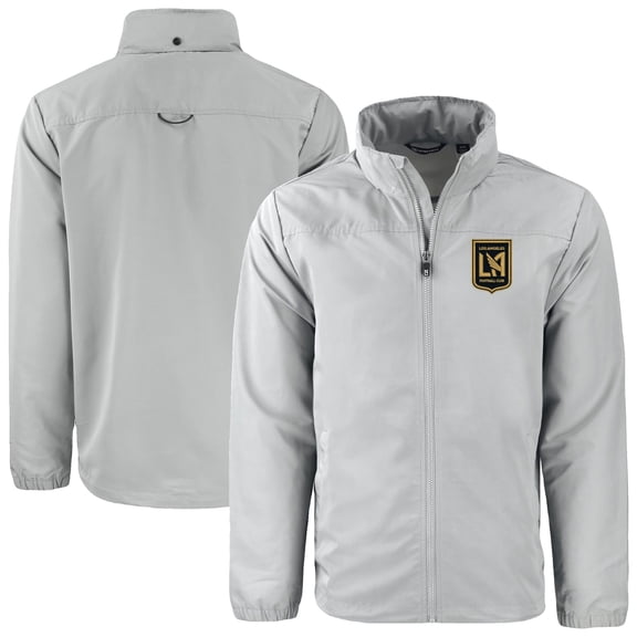 Men's Cutter & Buck  Gray LAFC Big & Tall Charter Eco Knit Recycled Full-Zip Hoodie Jacket