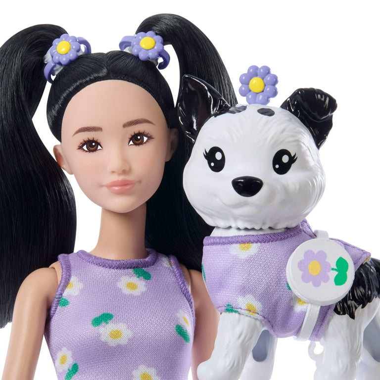 人形 Barbie Barbie, Fashion Doll, with Pet Dog, Twinning Looks in Purple