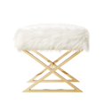 thumbnail image 3 of Inspired Home Nicole Faux Fur and Metal Ottoman, 3 of 9