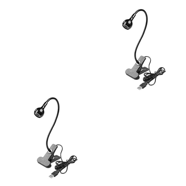 Lámpara de lectura USB Clip-On LED Inteprter 2piezas Negro