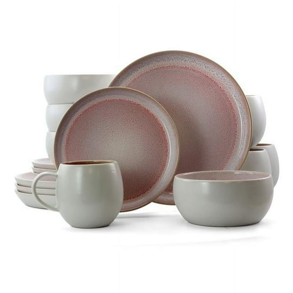 16 Piece Mocha Muave Luxurious Stoneware Dinnerware with Complete Set - Purple, Set of 4