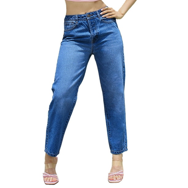 Jeans Mujer Tiro Alto Corte Mom Mezclilla 100% Algodón