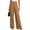 Brown, variant on LIaqionyy Wide Leg Pants for Women Flowy Palazzo Elastic Waist Solid Color Beach Trousers with Pockets Vacation Outfits