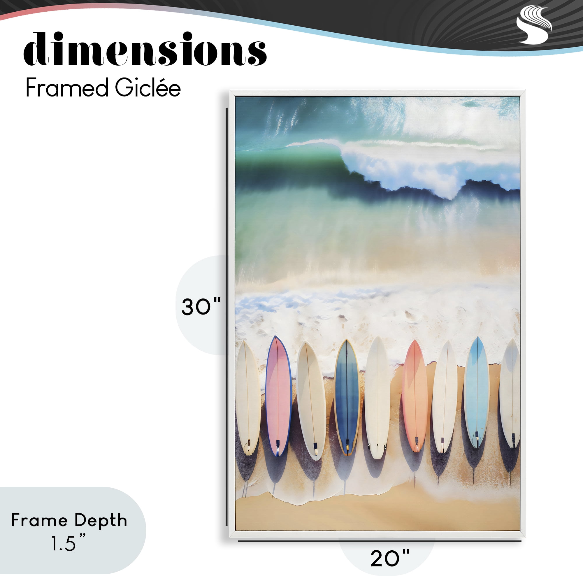 Stupell Industries Aerial View Surfboards Shoreline White Framed Giclee Art, design by Creative Studio
